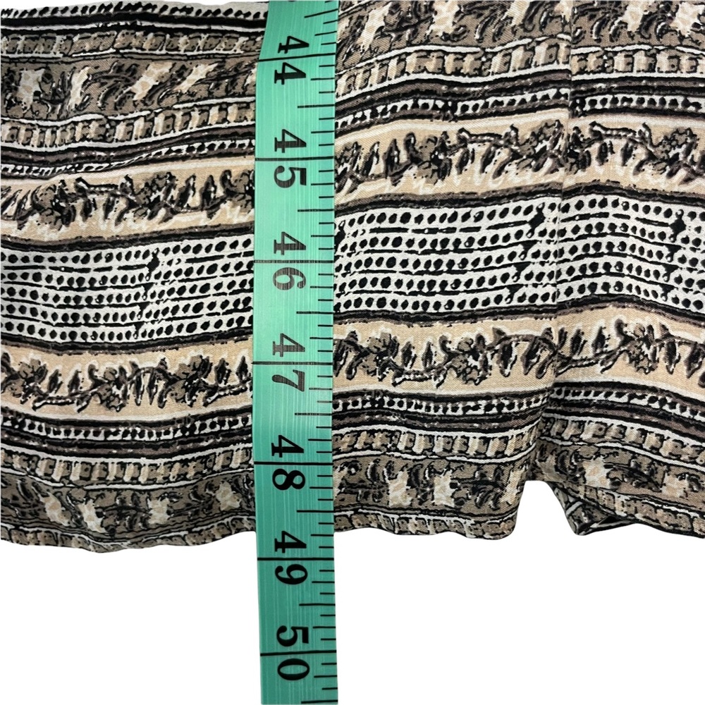 Lucky Brand Black & Beige Paisley Floral Border Print Wrap Dress Size Large - Picture 9 of 9